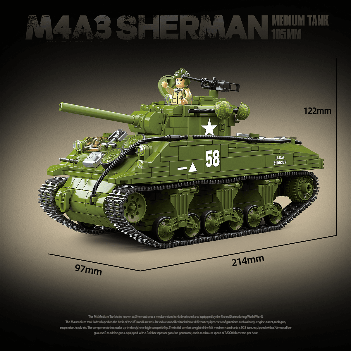 M4A3 Sherman Medium Tank 105MM view 3