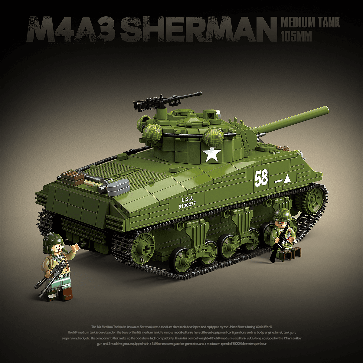 M4A3 Sherman Medium Tank 105MM view 4