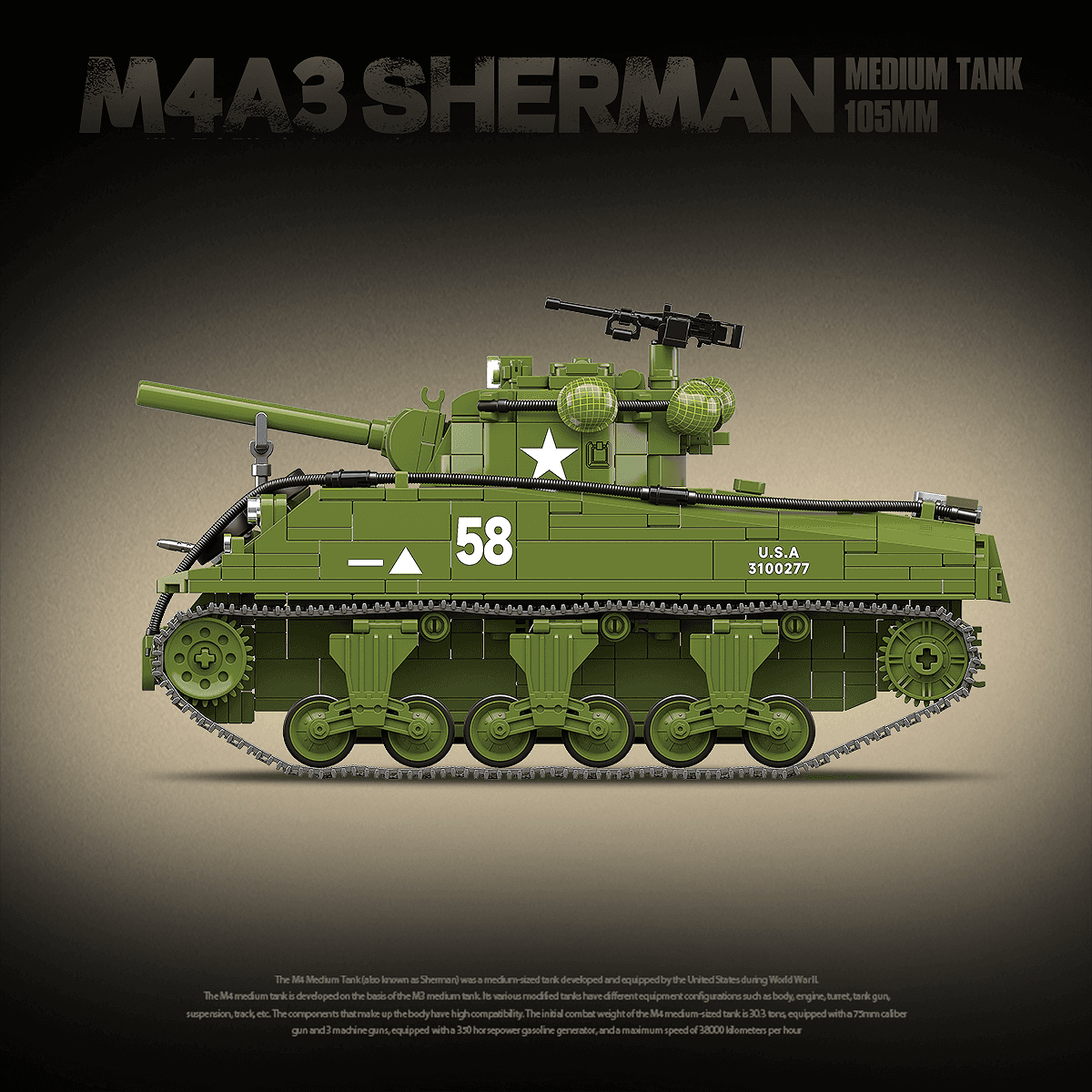 M4A3 Sherman Medium Tank 105MM view 6