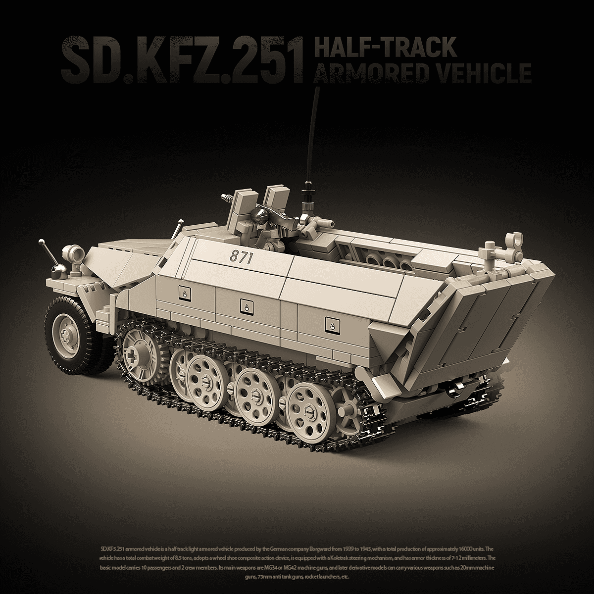 Sd.Kfz.251 Half-Track Armored Vehicle view 4