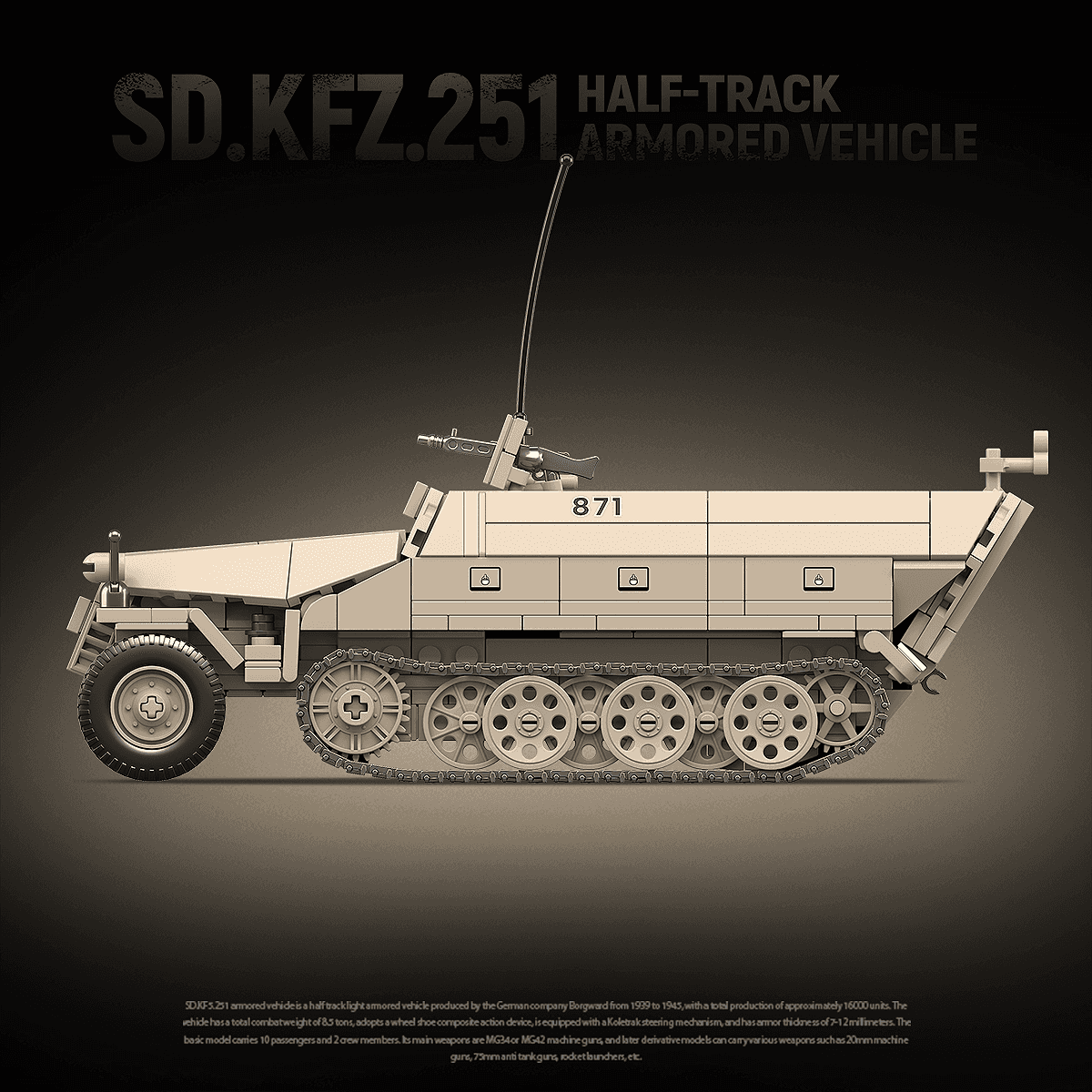Sd.Kfz.251 Half-Track Armored Vehicle view 6